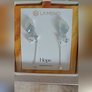 LaMeno Drusy Silver Butterfly Earrings